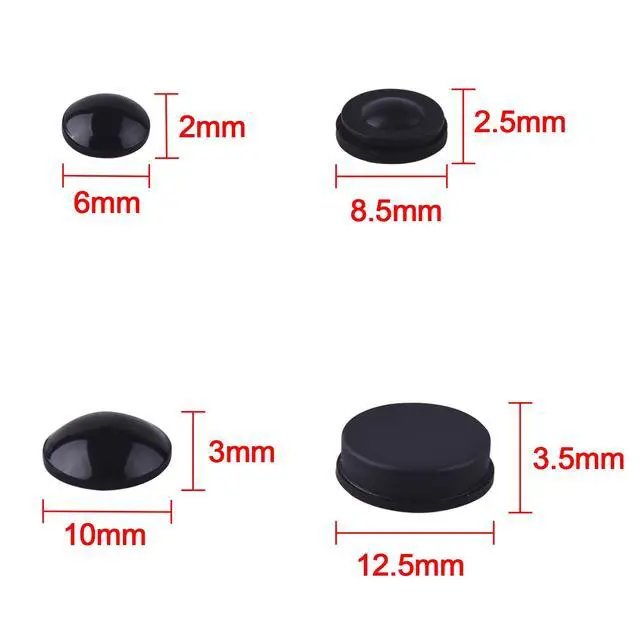 Alt view image 3 of 7 - Rubber Feet Adhesive Bumper Pads Self Stick Furniture Buffer Pads for Doors, Cabinets, Drawers (Black)