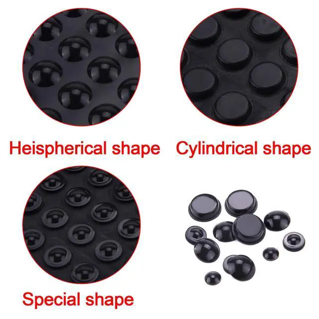 Alt view image 4 of 7 - Rubber Feet Adhesive Bumper Pads Self Stick Furniture Buffer Pads for Doors, Cabinets, Drawers (Black)