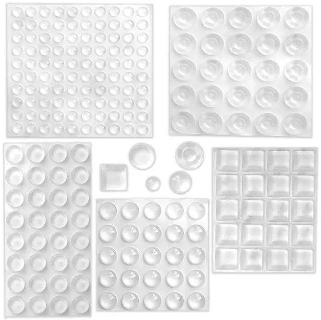 Main image of 202 Pcs Combo Pack Clear Adhesive Bumper Pads, Round Spherical Square, Self Adhesive Sound Dampening Transparent Rubber Feet Pads for Cabinet Doors Drawers Glass Tops Picture Frames Cutting Boards