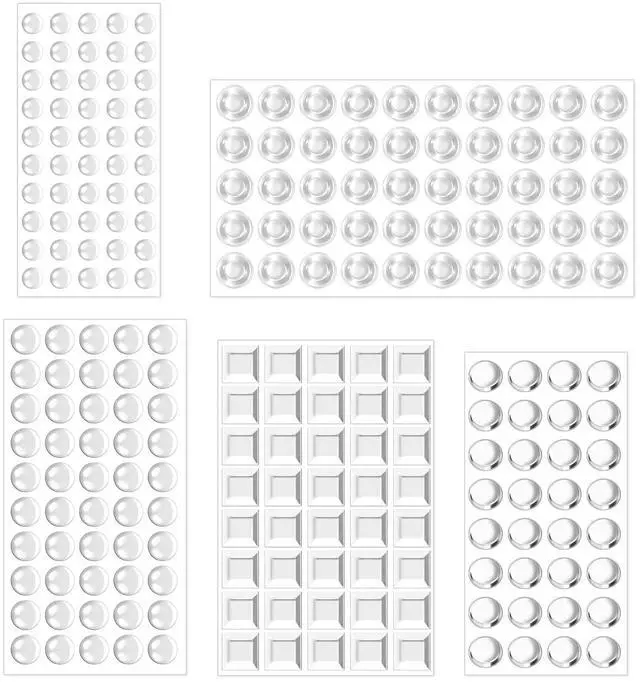 Main image of 222Pcs Cabinet Door Bumpers, 5Sizes Clear Self-Adhesive Silicone Bumper Pad