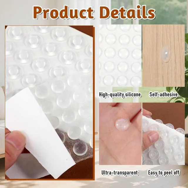 Alt view image 3 of 7 - 222Pcs Cabinet Door Bumpers, 5Sizes Clear Self-Adhesive Silicone Bumper Pad