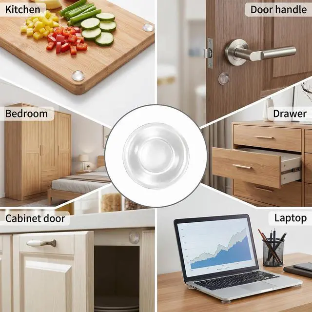 Alt view image 4 of 7 - 222Pcs Cabinet Door Bumpers, 5Sizes Clear Self-Adhesive Silicone Bumper Pad