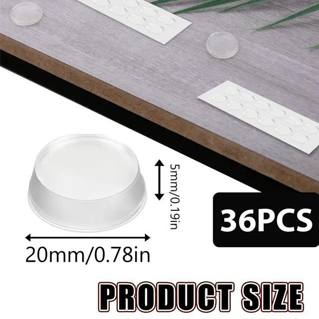 Alt view image 2 of 7 - 36Pcs Glass Table Top Anti Slip Pads Grippers Rubber Bumper Feet Round Adhesive 3/4" Clear Cabinet Door Bumper 20 * 5mm Glass Tabletop Bumpers Feet Protectors for Under Glasses Top