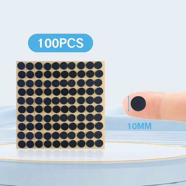 Alt view image 7 of 7 - 100Pcs Felt Cabinet Door Bumpers Pads Quiet Round Rubber Feet Non Slip Silicone Dots Thick 3/8" Adhesive Circles for Kitchen Cabinets Drawers Doors Bumper Pads Scratch Protection Black