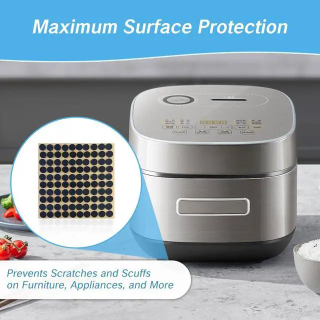 Alt view image 5 of 7 - 100Pcs Felt Cabinet Door Bumpers Pads Quiet Round Rubber Feet Non Slip Silicone Dots Thick 3/8" Adhesive Circles for Kitchen Cabinets Drawers Doors Bumper Pads Scratch Protection Black