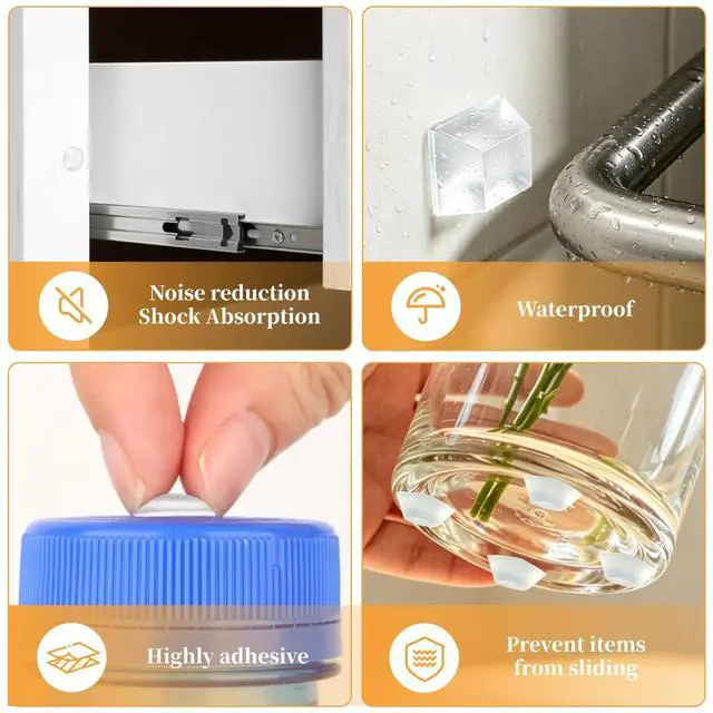 Alt view image 2 of 7 - Clear Cabinet Door Bumpers Pads, Self-Adhesive Silicone Non-Slip Pads