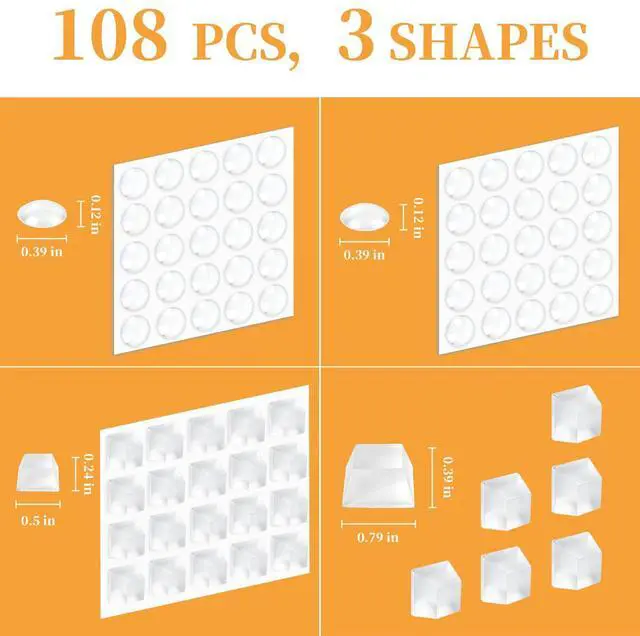 Alt view image 3 of 7 - Clear Cabinet Door Bumpers Pads, Self-Adhesive Silicone Non-Slip Pads
