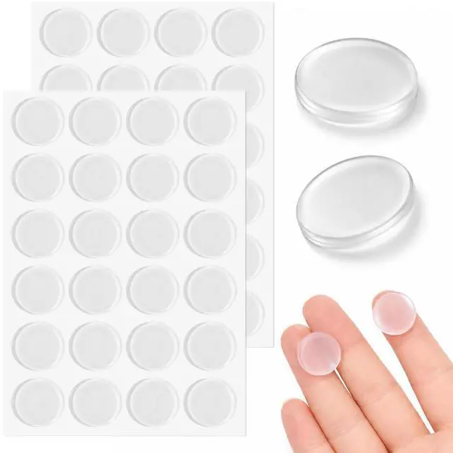Main image of 48Pcs Clear Glass Table Top Anti Slip Sticky Pads 20mm×2mm Rubber Bumpers Self Adhesive 3/4" Clear Furniture Grippers Cabinet Door Bumpers Silicone Feet Non Slip Dots for Cabinet Cutting Board
