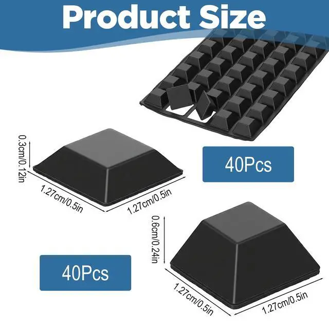 Alt view image 2 of 7 - 80 Pcs Adhesive Rubber Feet Rubber Bumpers Cabinet Door Bumpers Self Adhesive 0.5" Rubbers Pads for Electronics Speakers Furnitures Appliances Audio Equipment Laptop (2 Size)