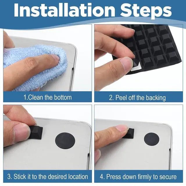 Alt view image 7 of 7 - 80 Pcs Adhesive Rubber Feet Rubber Bumpers Cabinet Door Bumpers Self Adhesive 0.5" Rubbers Pads for Electronics Speakers Furnitures Appliances Audio Equipment Laptop (2 Size)
