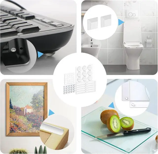 Alt view image 3 of 7 - 99pcs Clear Silicone Cabinet Furniture Bumpers Pads, Self Adhesive Buffer Set with 4 Shapes for Doors, Drawers, Kitchen Cabinets, Walls
