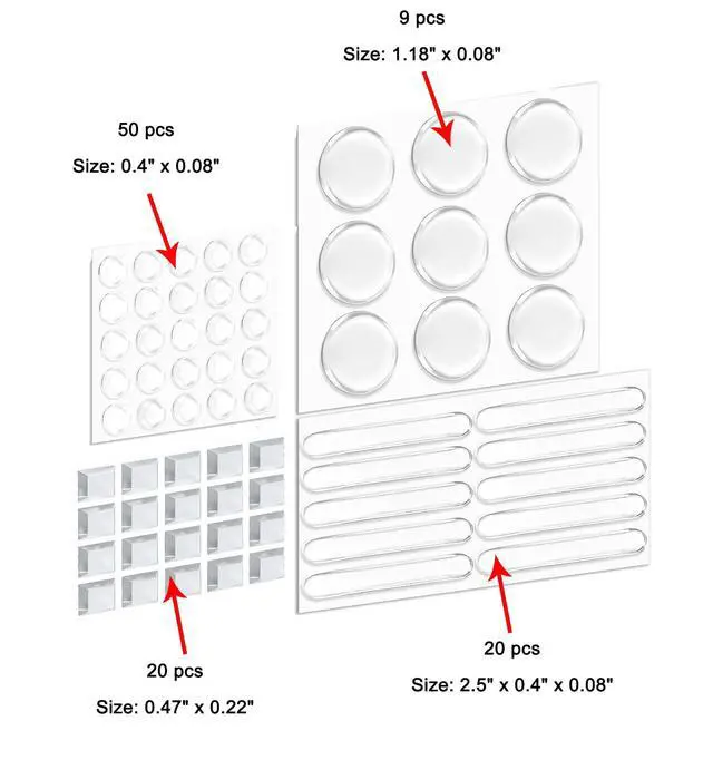 Alt view image 2 of 7 - 99pcs Clear Silicone Cabinet Furniture Bumpers Pads, Self Adhesive Buffer Set with 4 Shapes for Doors, Drawers, Kitchen Cabinets, Walls
