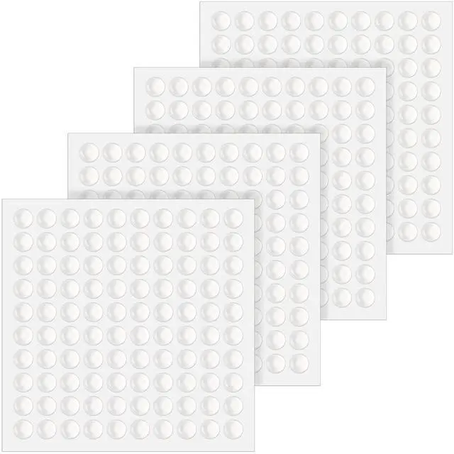 Main image of 400 Pcs Cabinet Door Bumper, 1/4" Self-Adhesive Clear Rubber Bumpers Non-Slip Cabinet Door Stoppers, Furniture Buffer Hemispherical Silicone Pads for Door Furniture(6 × 2mm)
