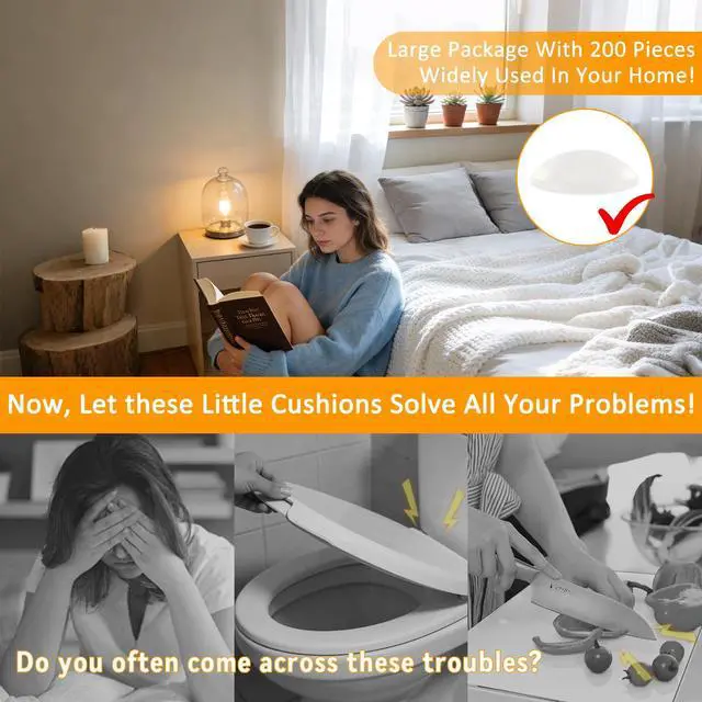 Alt view image 3 of 6 - Cabinet Door Bumpers 200-Pack Clear 10mm, Silicone Self-Adhesive, Anti-Collision, Shock-Absorbing & Noise-Reducing, for Furniture, Doors, Windows & Cabinets, Works as Cabinet Stoppers