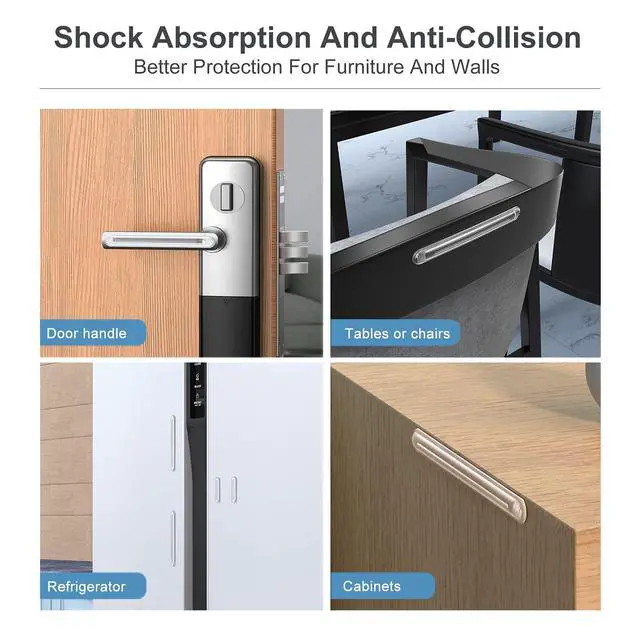 Alt view image 2 of 7 - Clear Furniture Bumpers, Silicone Rubber Wall Protector from Chair Back, Adhesive Shower Door Bumpers for Cabinet Door Car Door Drawer Toilet Lid (2long2short,4)