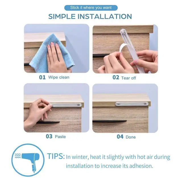 Alt view image 6 of 7 - Clear Furniture Bumpers, Silicone Rubber Wall Protector from Chair Back, Adhesive Shower Door Bumpers for Cabinet Door Car Door Drawer Toilet Lid (2long2short,4)
