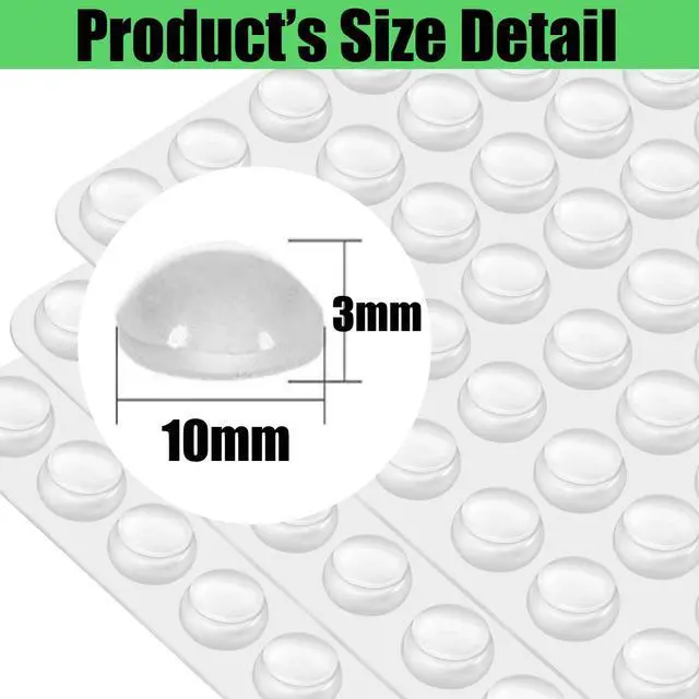 Alt view image 5 of 7 - 100PCS Clear Rubber Feet, Small Self Adhesive Pads, Sticky Rubber Dots, Non-Slip Cabinet Stoppers, Furniture Buffers Hemispherical Silicone Pads for Door Furniture