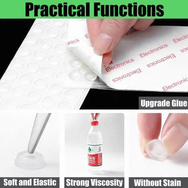 Alt view image 6 of 7 - 100PCS Clear Rubber Feet, Small Self Adhesive Pads, Sticky Rubber Dots, Non-Slip Cabinet Stoppers, Furniture Buffers Hemispherical Silicone Pads for Door Furniture