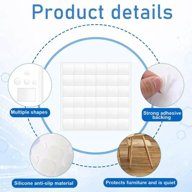Alt view image 3 of 7 - 132Pcs Silicone Pads for Glass Table Top Anti Slip Pads Adhesive Rubber Dots Grippers Spacers Glass Top Rubber Feet Bumpers for Under-Glass Flat Adhesive Thin Table Bumpers for Coasters