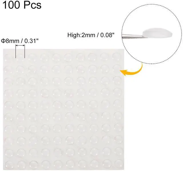 Alt view image 2 of 6 - 100Pcs Cabinet Door Bumpers Small Self-Adhesive Clear Rubber Cupboard Door Feet Cabinet Pads for Door Furniture Drawer, 8x2mm