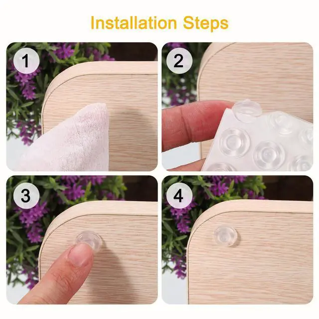 Alt view image 4 of 6 - 100Pcs Cabinet Door Bumpers Small Self-Adhesive Clear Rubber Cupboard Door Feet Cabinet Pads for Door Furniture Drawer, 8x2mm