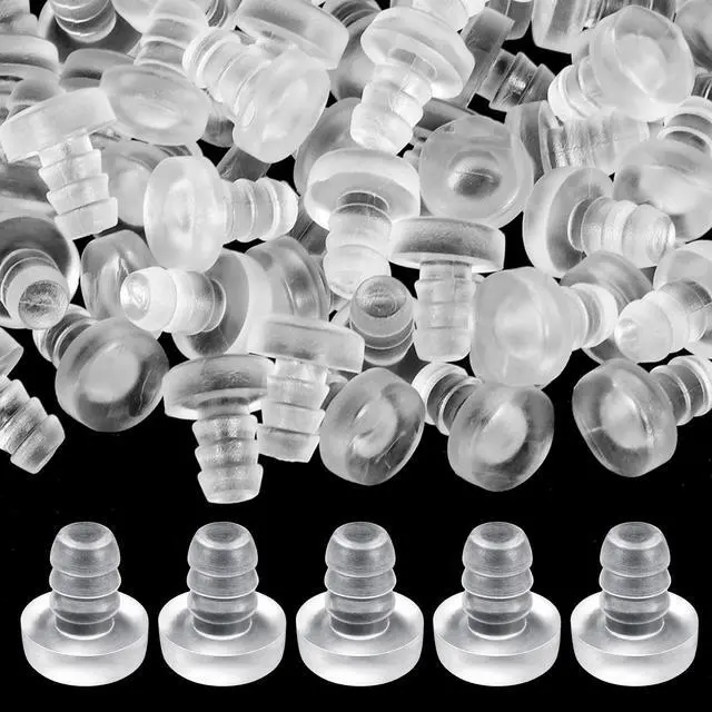 Main image of Glass Top Table Bumpers with Stem 60 pcs 5mm Clear Rubber Grippers Anti Slip Pads Soft Stem Bumper Anti Collision Embedded Rubber Clear Silicone Glass Patio Table Parts Cabinet Stoppers for Furniture