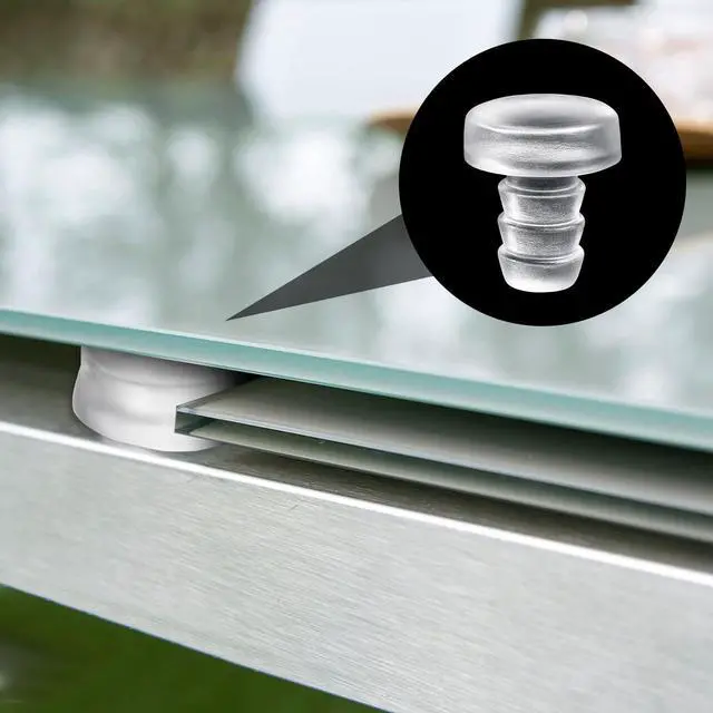 Alt view image 6 of 7 - Glass Top Table Bumpers with Stem 60 pcs 5mm Clear Rubber Grippers Anti Slip Pads Soft Stem Bumper Anti Collision Embedded Rubber Clear Silicone Glass Patio Table Parts Cabinet Stoppers for Furniture