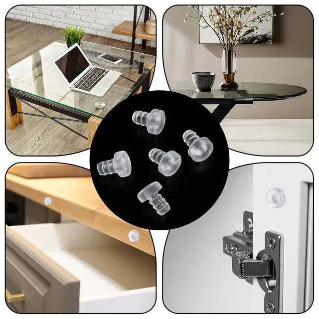 Alt view image 5 of 7 - Glass Top Table Bumpers with Stem 60 pcs 5mm Clear Rubber Grippers Anti Slip Pads Soft Stem Bumper Anti Collision Embedded Rubber Clear Silicone Glass Patio Table Parts Cabinet Stoppers for Furniture