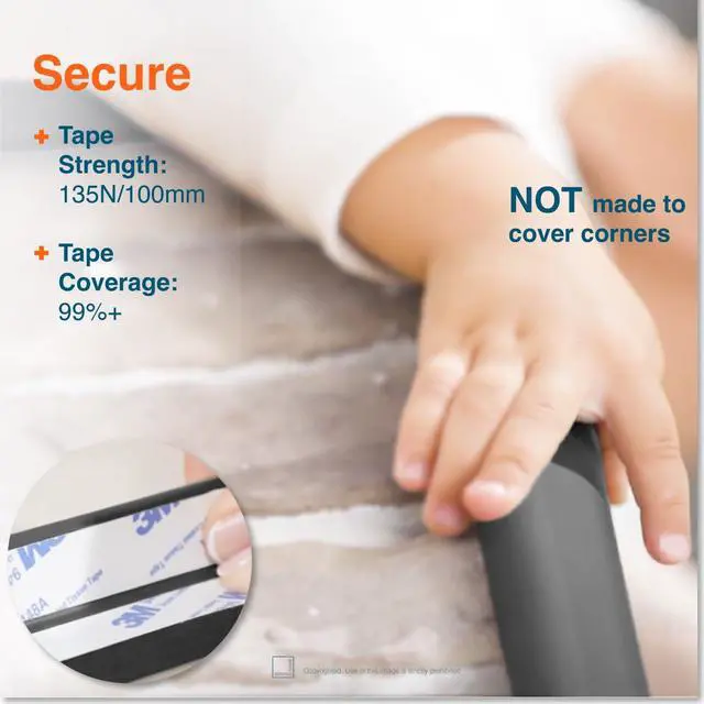 Alt view image 4 of 7 - HeftyFit Edge Protector for Baby Proofing (6ft Large Edge Only), Heavy-Duty Soft Rubber Foam Furniture Edge Bumper Guards, Desk Edge Cushion, Wall Corner Covers, 3M Adhesive, Onyx Black