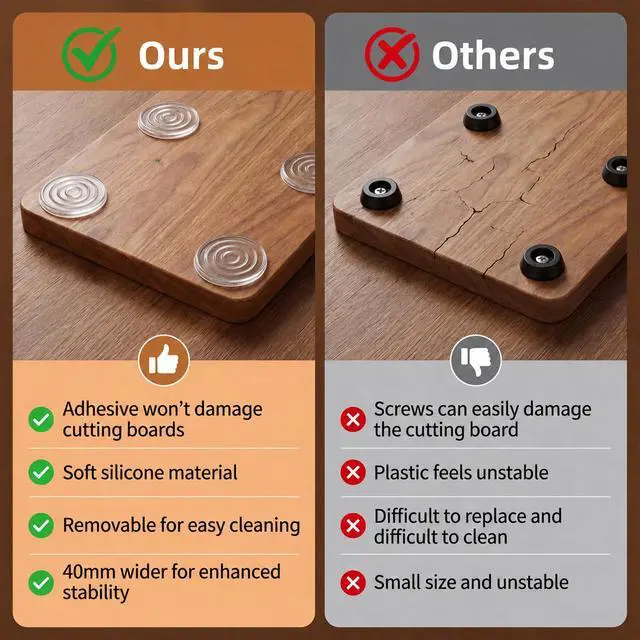Alt view image 6 of 7 - 8PCS Silicone Feet for Cutting Board Non-Slip Feet 1.2 Inch Rubber Pads
