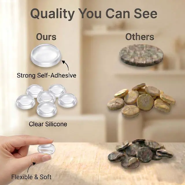 Alt view image 7 of 7 - 256Pcs Clear Silicone Cabinet Door Bumper, 1/2 Inch Adhesive