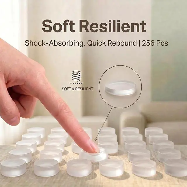 Alt view image 4 of 7 - 256Pcs Clear Silicone Cabinet Door Bumper, 1/2 Inch Adhesive