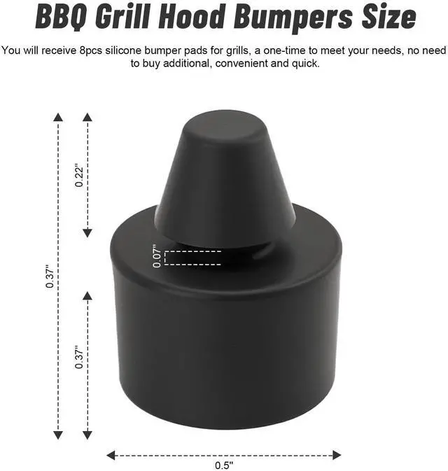 Alt view image 3 of 7 - 66061 Grill Lid Rubber Bumpers for Weber Genesis Spirit Traveler, Silicone Bumper Pads for Grills Lid, Push-in BBQ Grill Bumper Feet Replacement - 8 Pack