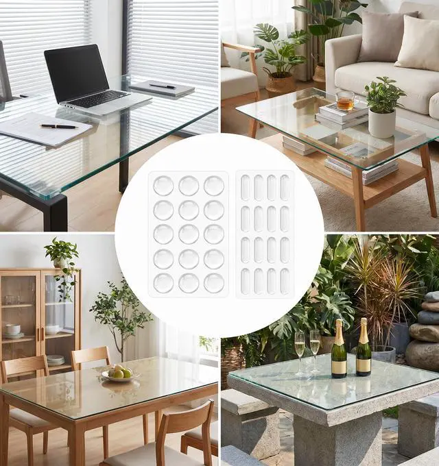 Alt view image 3 of 7 - 36 Pcs Glass Table Top Anti Slip Pads, Glass Table Top Bumpers Dual Size, Anti-Slip White Silicone Shock Absorbing Pads for Glass Tops, Wood Ceramic Plastic Furniture