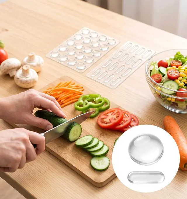 Alt view image 5 of 7 - 36 Pcs Glass Table Top Anti Slip Pads, Glass Table Top Bumpers Dual Size, Anti-Slip White Silicone Shock Absorbing Pads for Glass Tops, Wood Ceramic Plastic Furniture