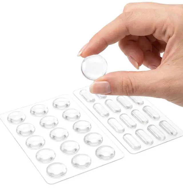 Alt view image 7 of 7 - 36 Pcs Glass Table Top Anti Slip Pads, Glass Table Top Bumpers Dual Size, Anti-Slip White Silicone Shock Absorbing Pads for Glass Tops, Wood Ceramic Plastic Furniture