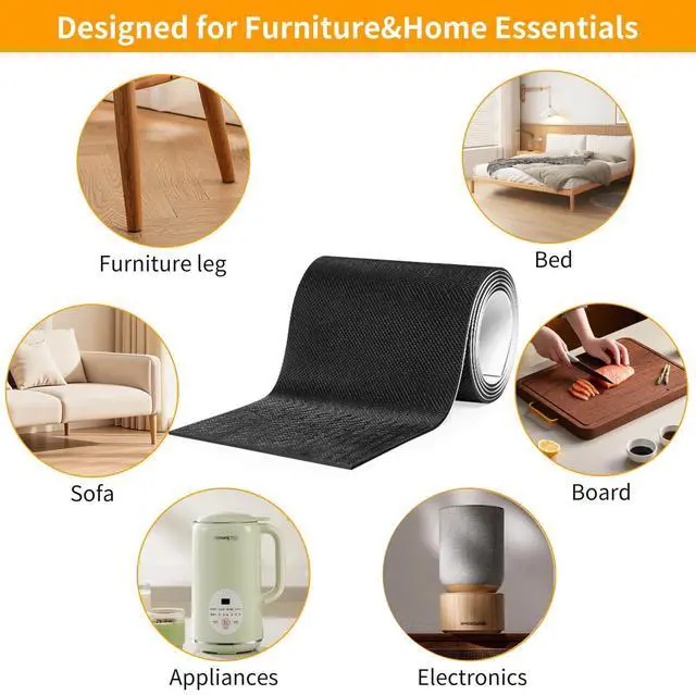 Alt view image 6 of 6 - Non Slip Furniture Pads, Self Adhesive Rubber Pads with Anti Skid Stickers, Cuttable Rubber Sheet for Furniture and Appliances (4 × 40)