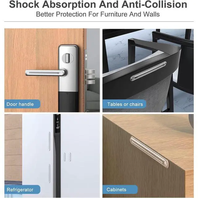 Alt view image 5 of 6 - Clear Furniture Bumpers, Self Adhesive Rubber Bumpers, Door Stoppers Wall Protector, Silicone Strip for Sliding Door Cabinet Drawers (2long2short)