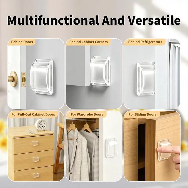 Alt view image 7 of 7 - 8PCS Clear Bumper Pads for Furniture - Ultra Soft Silicone Door Bumpers with Strong Adhesive - Wall Protectors, Cabinet Stoppers & Drawer Guards for Kitchen, Bathroom & Office (4D Shock Absorption)