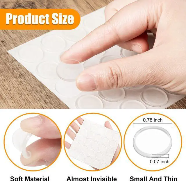 Alt view image 3 of 7 - 50Pcs Cabinet Door Bumper, Cabinet Bumpers Clear Self Adhesive, Glass Top BumpersRubber Bumpers Rubber Feet for Sound Dampening Buffer Pads (Round 0.78'')