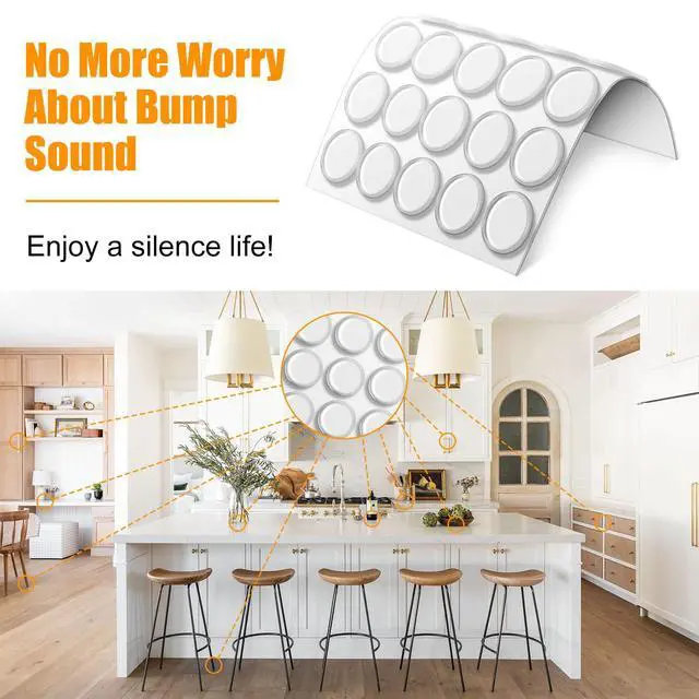 Alt view image 7 of 7 - 50Pcs Cabinet Door Bumper, Cabinet Bumpers Clear Self Adhesive, Glass Top BumpersRubber Bumpers Rubber Feet for Sound Dampening Buffer Pads (Round 0.78'')