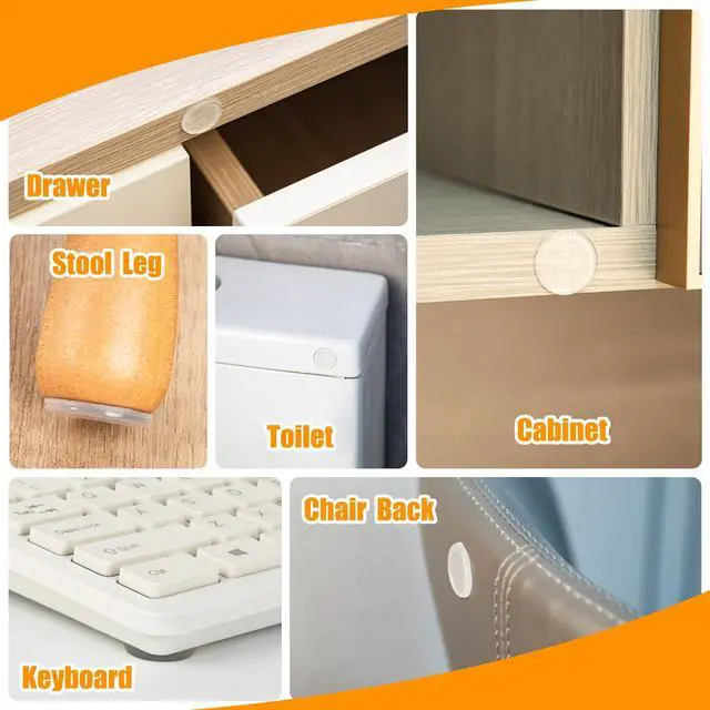 Alt view image 2 of 7 - 50Pcs Cabinet Door Bumper, Cabinet Bumpers Clear Self Adhesive, Glass Top BumpersRubber Bumpers Rubber Feet for Sound Dampening Buffer Pads (Round 0.78'')