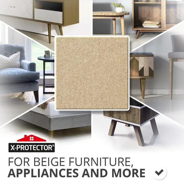 Alt view image 2 of 6 - Felt Furniture Pads - 20 PCS 6 x 1/2" - Premium Felt Strips with Adhesive Backing - Rectangular Furniture Pads for Hardwood Floors - Cut Furniture Felt Pads to Size You Need! (Beige)