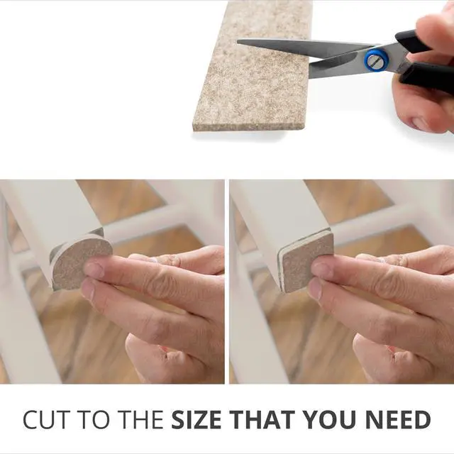 Alt view image 4 of 6 - Felt Furniture Pads - 20 PCS 6 x 1/2" - Premium Felt Strips with Adhesive Backing - Rectangular Furniture Pads for Hardwood Floors - Cut Furniture Felt Pads to Size You Need! (Beige)