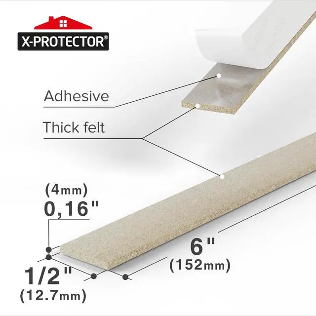 Alt view image 3 of 6 - Felt Furniture Pads - 20 PCS 6 x 1/2" - Premium Felt Strips with Adhesive Backing - Rectangular Furniture Pads for Hardwood Floors - Cut Furniture Felt Pads to Size You Need! (Beige)