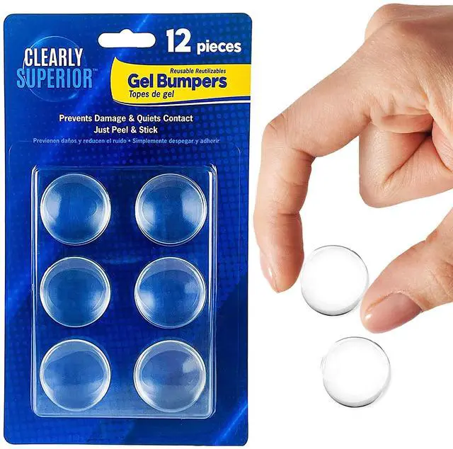 Main image of 1.13" Small Round Gel Bumpers 12 Pack - Self Adhesive Furniture Protection Bumpers - Protects Surfaces from Damage