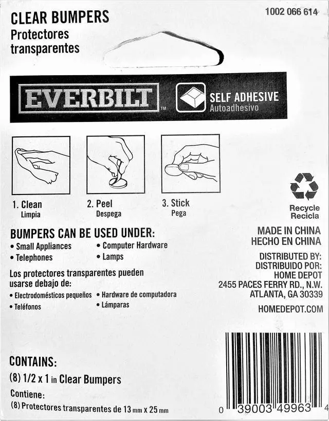 Alt view image 2 of 2 - 1/2 X 1 in. Self-Adhesive Clear Bumpers, 8-Pack