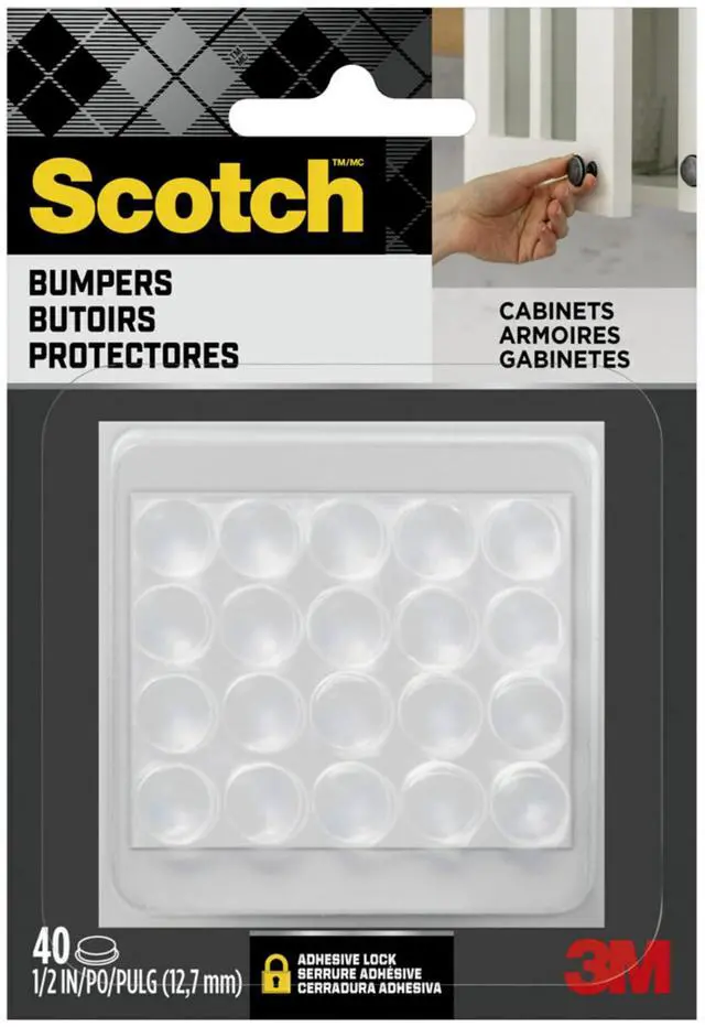 Main image of Clear Adhesive Bumper Pads 40 PCS, Self-Stick Rubber Pads 1/2" Round, Cabinet Door Rubber Bumpers, Designed to Protect Cabinets and Drawers, Sound Dampening, Transparent (SP951-NA)