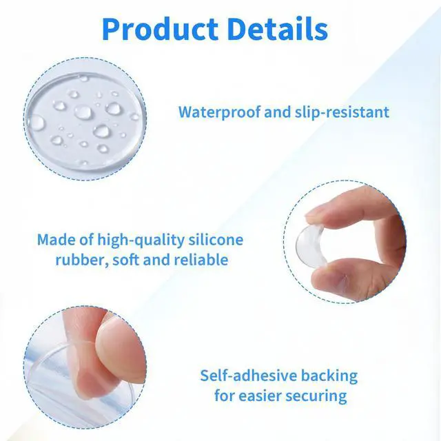 Alt view image 3 of 7 - 26Pcs Clear Glass Table Top Anti Slip Pads 3/4" Rubber Bumpers Grippers 20mm*2mm/5mm Cabinet Door Bumpers Small Rubber Feet for Cutting Board Self Adhesive Round Table Protectors for Under Glass Top