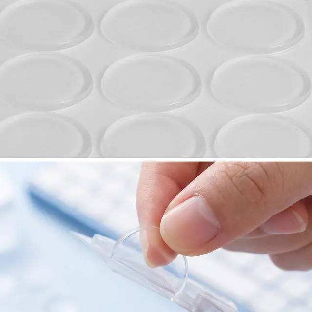 Alt view image 4 of 7 - 26Pcs Clear Glass Table Top Anti Slip Pads 3/4" Rubber Bumpers Grippers 20mm*2mm/5mm Cabinet Door Bumpers Small Rubber Feet for Cutting Board Self Adhesive Round Table Protectors for Under Glass Top